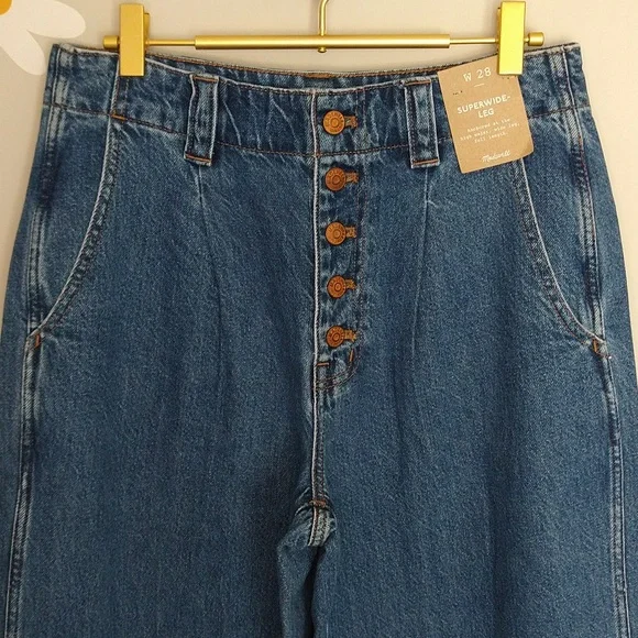 NWT Madewell Superwide-Leg High Waisted Button Fly Jeans Myler Wash - Picture 11 of 17